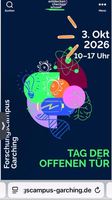 3.10. 🤩 10-17 Uhr 🤩 #tagderoffenentür @stadtgarching im Forschungscampus @tu.muenchen @ipp_plasmaphysik @esoastronomy @eso_supernova @sap  @maxplanckgesellschaft @maxplanckquantum und viele mehr! Die Gelegenheit, um mit Studierenden und Dozierenden ins Gespräch zu kommen und den neuesten Forschungsstand live zu erleben! #astronomy #autonomesfahren #ki #geologie …